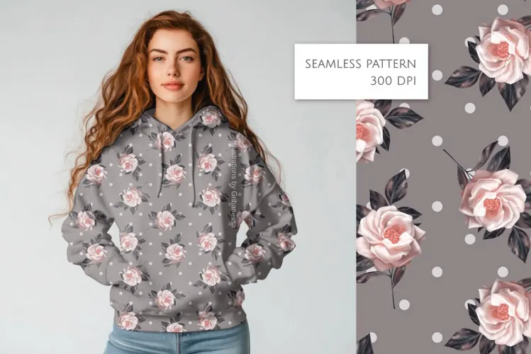 Rose Polka Dot Seamless Pattern