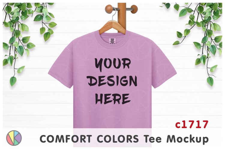 Rose Quartz Comfort Colors 1717 T-Shirt Mockup.