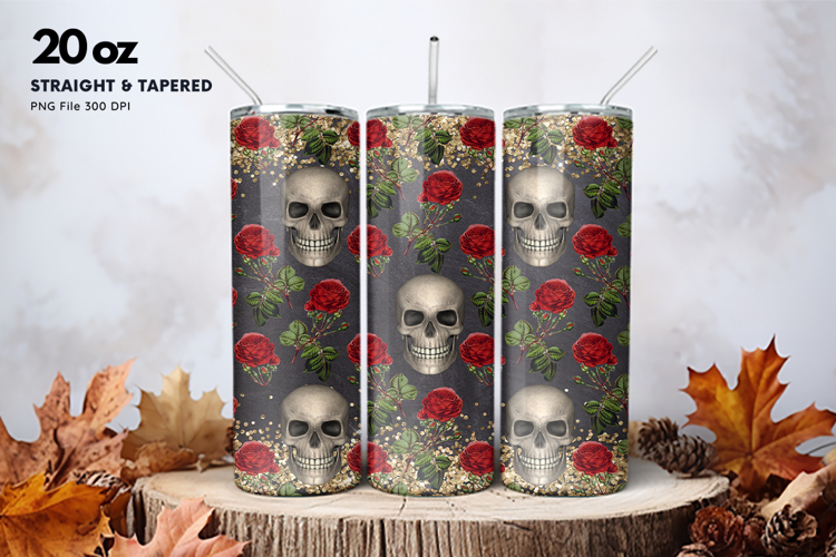 20oz Halloween Tumbler Ghost Skull Flower Sublimation