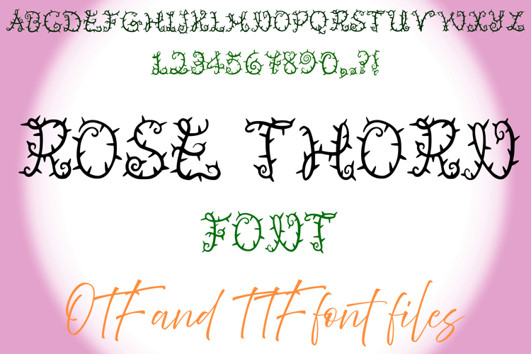 Rose Thorn Vine Typeface Lettering ABC Text Font Spiky OTF