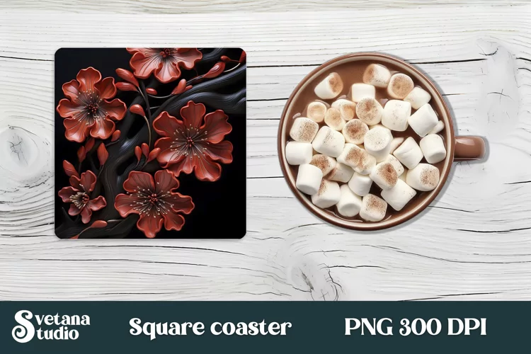 Leather flower square coaster | 3d flower coaster