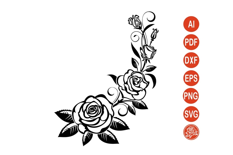 Elegant Rose Line Art SVG Black White Floral Design Cut File