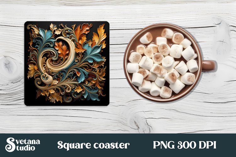 Leather floral square coaster sublimation