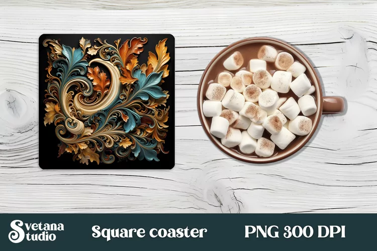 Leather floral square coaster sublimation