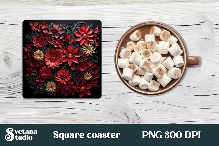 Leather 3d flower coaster design sublimation