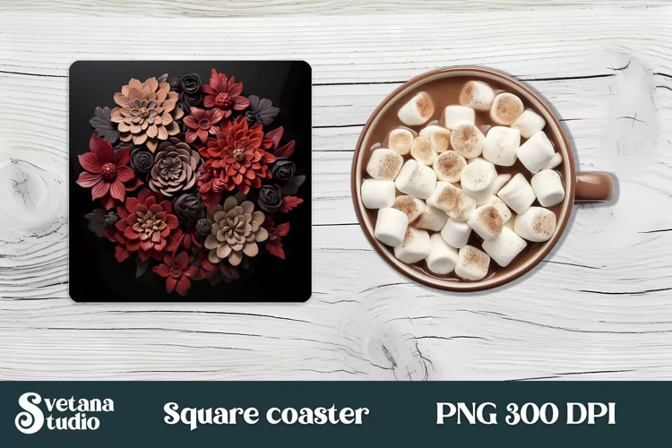 Leather 3d flower coaster sublimation