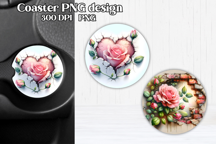 Flower rose car coaster | Rose in wall sublimation