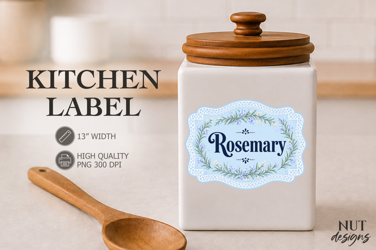 Blue Vintage Rosemary Kitchen Lace Label Pantry Label
