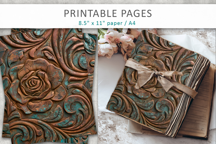 Vintage Rose Grunge Scrapbook Background, Victorian paper