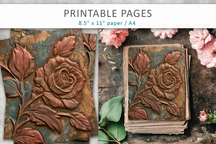 Rose Grunge Junk Journal, scrapbook paper