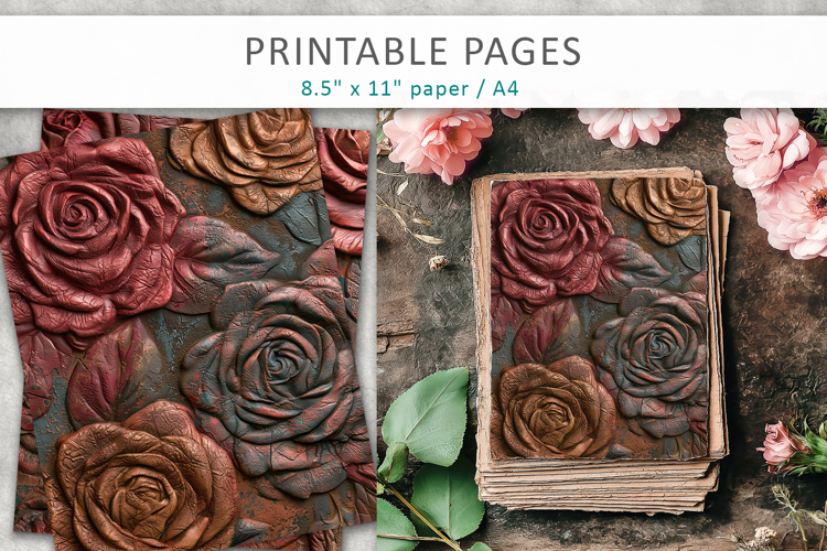 Rose Grunge Junk Journal, antique paper