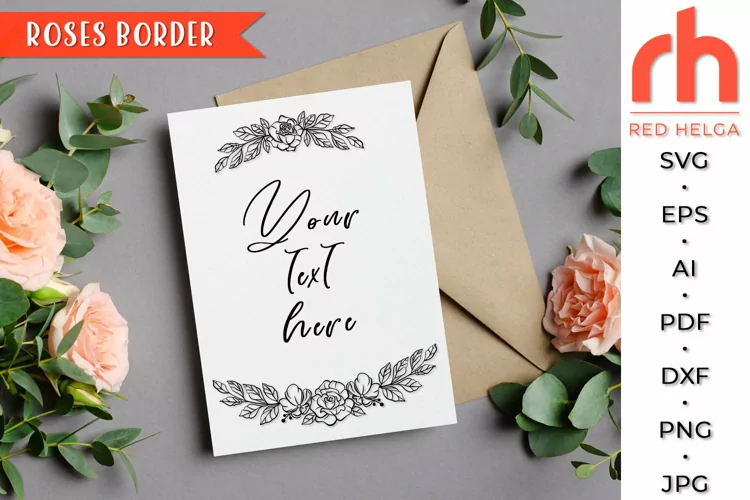 Roses Border SVG, Floral Divider Cut File, Branch Border DXF