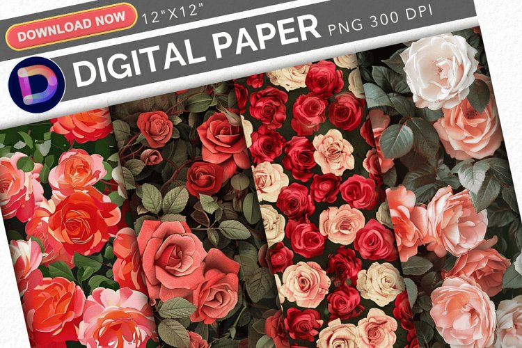 Roses Digital Paper example image 1