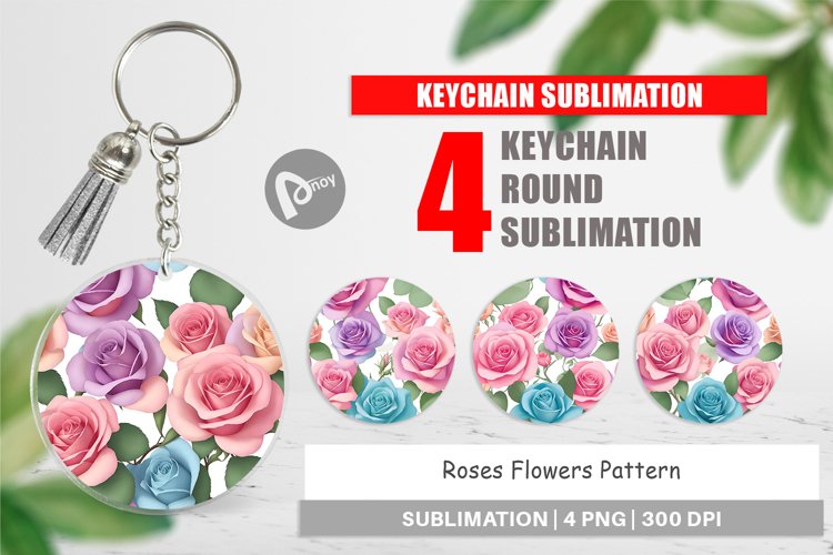 Keychain Roses Flowers Pattern