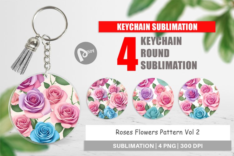 Keychain Roses Flowers Pattern