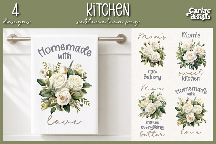 Cute Mom Kitchen Towel Sublimation, Roses Kitchen Towel