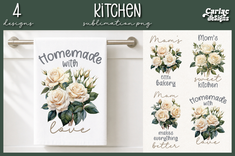 Cute Mom Kitchen Towel Sublimation, Roses Kitchen Towel