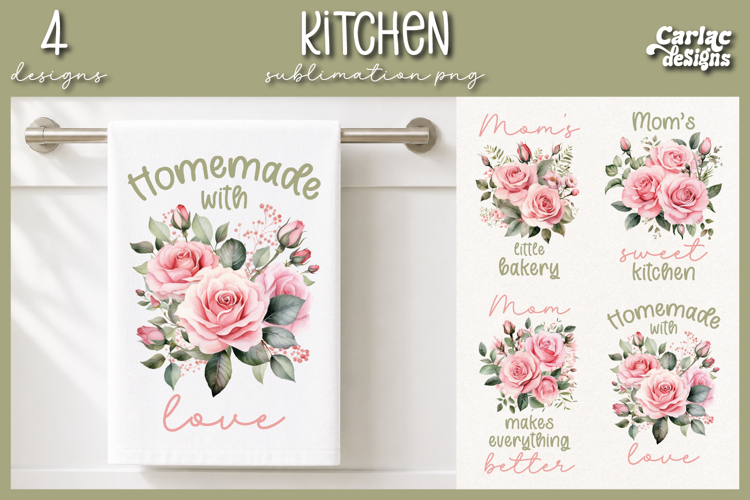 Cute Mom Kitchen Towel Sublimation, Roses Kitchen Towel