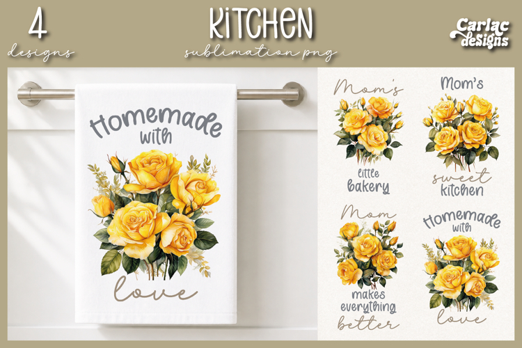 Cute Mom Kitchen Towel Sublimation, Roses Kitchen Towel