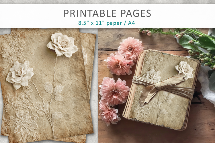 vintage lace rose background, aged paper texture