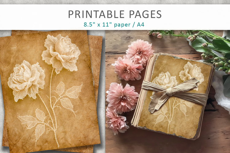 vintage lace rose antique paper background