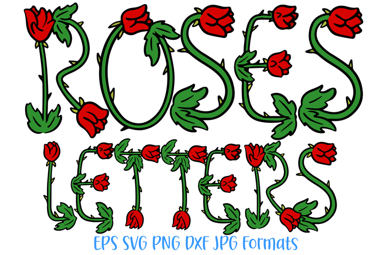 Roses Letters Font Spring Flower Doodle Lettering ABC SVG