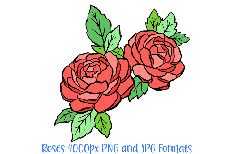 Roses Red Floral Flower Graphic Outline Wreath Clipart PNG