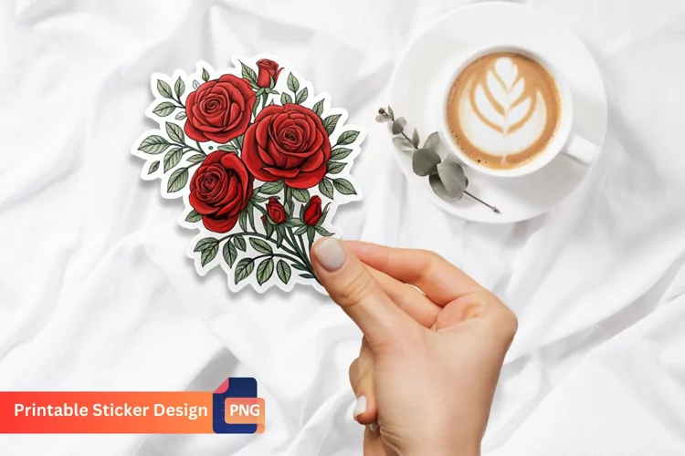 Roses Sticker, Botanical Roses Sticker