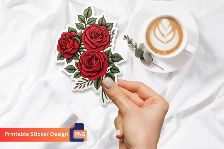 Roses Sticker, Botanical Roses Sticker