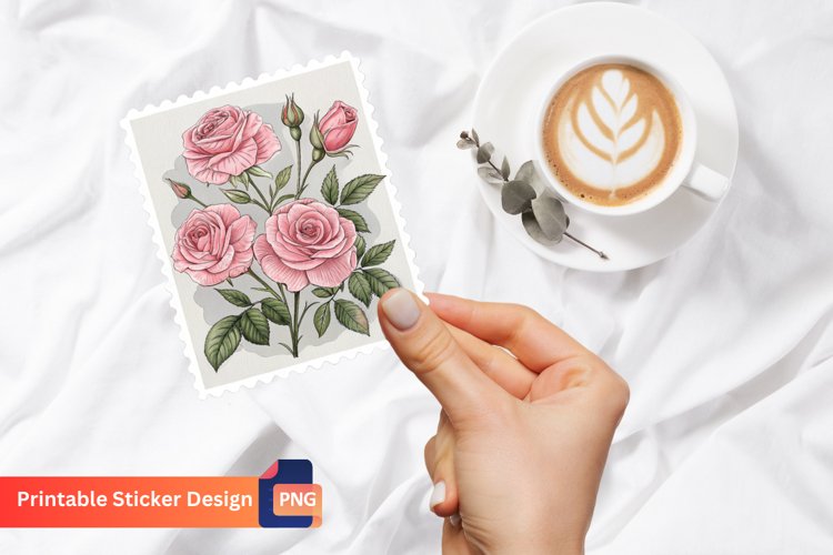 Roses Sticker, Printable Pink Flowers Sticker