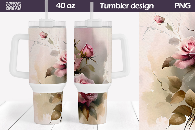 Roses Tumbler 40 Oz | Vintage Flowers 40 OZ