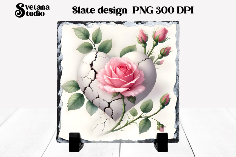 Flower slate sublimation PNG | Rose in wall sublimation