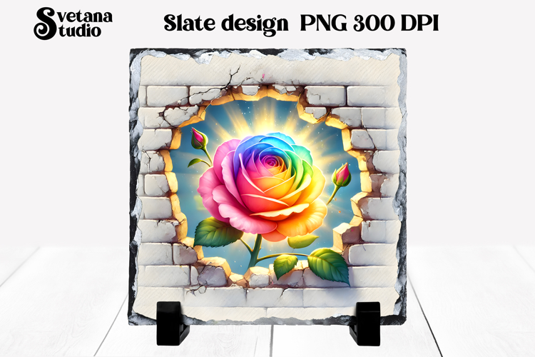 Flower slate sublimation PNG | Rose in wall sublimation