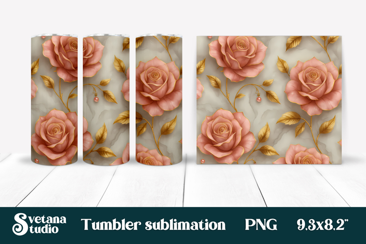 Rose tumbler wrap | Rose pattern tumbler sublimation