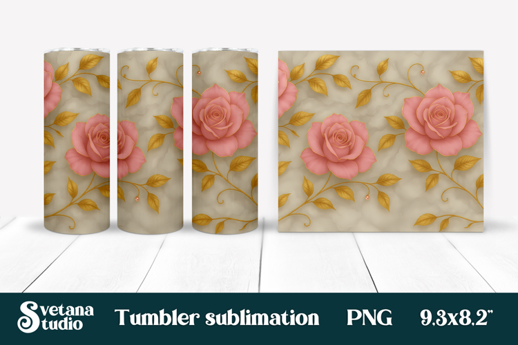 Rose tumbler wrap | Rose pattern tumbler sublimation