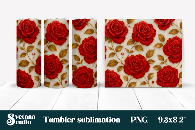 Rose tumbler wrap | Rose pattern tumbler sublimation