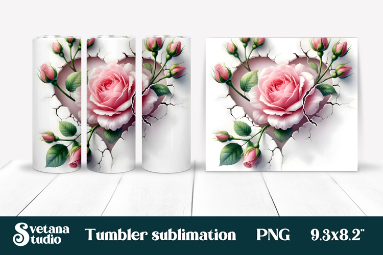 Rose in wall tumbler wrap | Rose flower tumbler sublimation