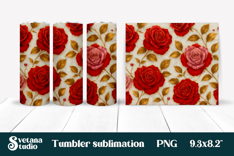Rose tumbler wrap | Rose pattern tumbler sublimation