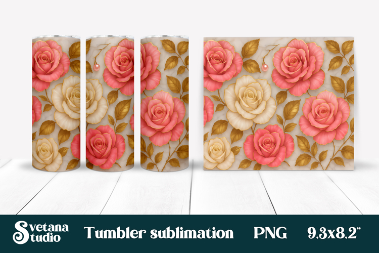 Rose tumbler wrap | Rose pattern tumbler sublimation