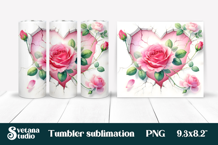 Rose in wall tumbler wrap | Rose flower tumbler sublimation