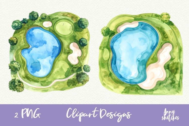 Golf Course Park Top View Pink Golf Clipart example image 1