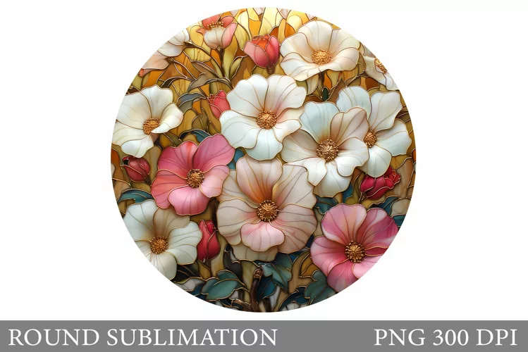 Flowers Round Sublimation. Floral Sublimation