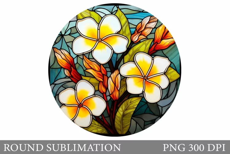 Flowers Stained Glass Sublimation. Floral Round Sublimation