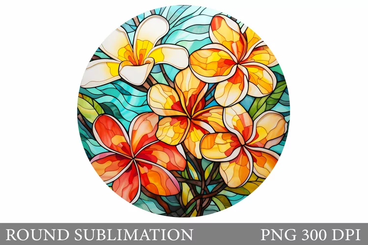 Flowers Round Sublimation. Stained Glass Flowers Sublimation