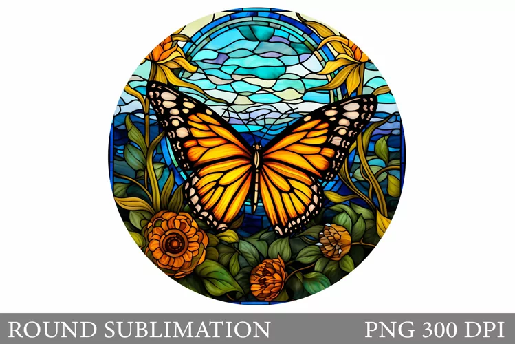 Butterfly Round Sublimation. Flowers Round Sublimation