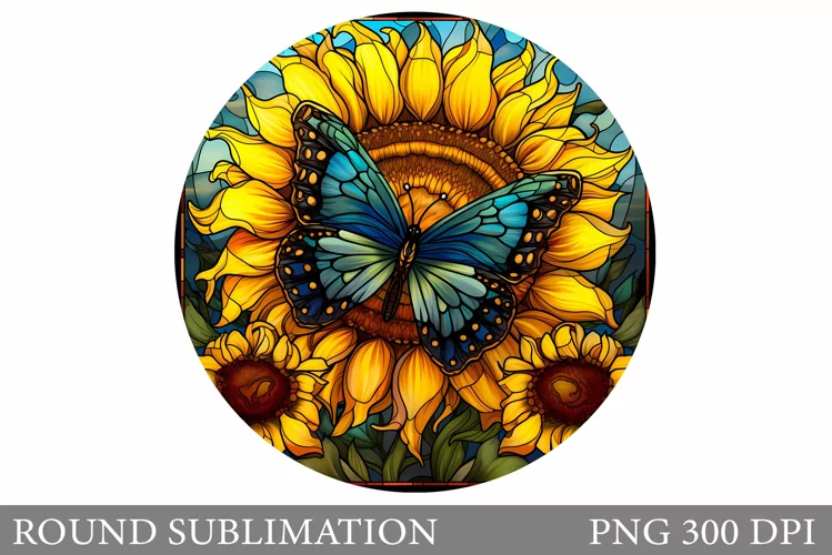 Butterfly Round Sublimation. Flowers Round Sublimation