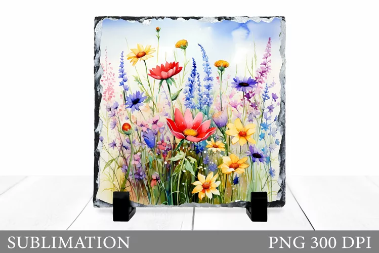 Wildflowers Sublimation. Flowers Slate Sublimation