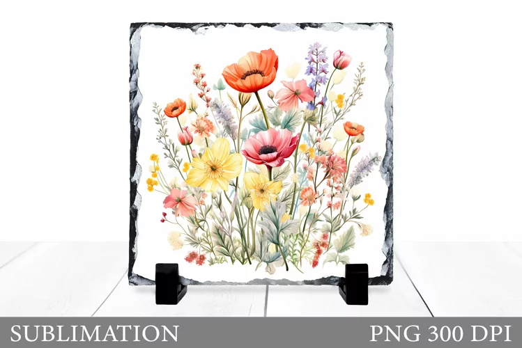 Wildflowers Sublimation. Flowers Slate Sublimation