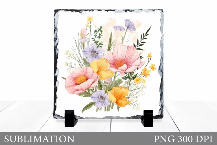Flowers Sublimation. Flowers Slate Sublimation