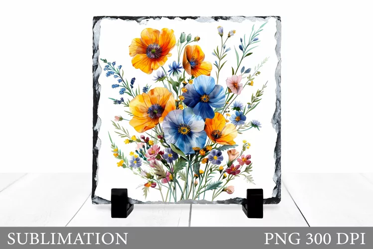 Flowers Square Sublimation. Flowers Slate Sublimation